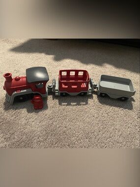 Red and Gray Kids Toy Train Set - Durable Play Engine and Cars